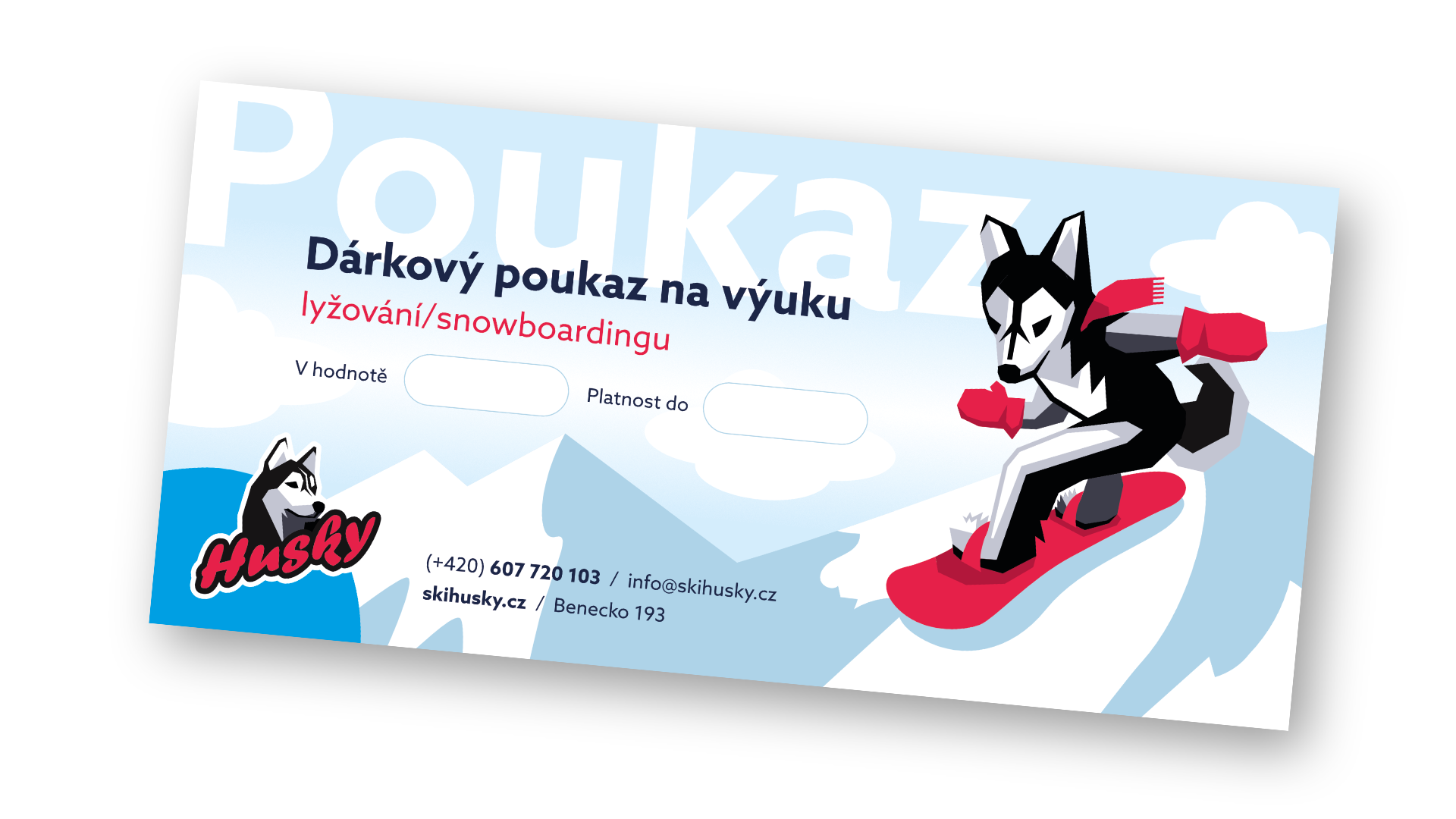 Dárkový poukaz na lyžařskou výuku Skihusky